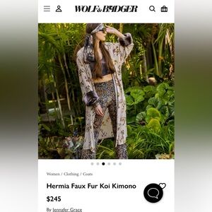 NWOT Jennafer Grace Hermia Faux Fur Koi Kimono